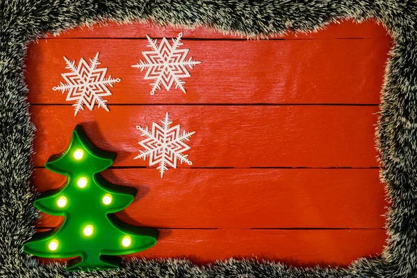 Addobbi Dell Albero Natale Con Luci Natalizie — Foto Stock