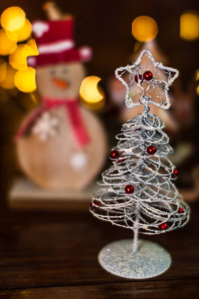 Dekoracje Choinkowe Lampkami Świątecznymi — Zdjęcie stockowe