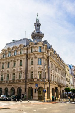 Historic building architecture in Bucharest, Romania, 2022