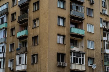 Historic building architecture in Bucharest, Romania, 2022