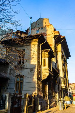 Historic building architecture in Bucharest, Romania, 2022