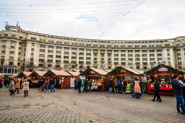 People at Bucharest Christmas Market in downtown Bucharest, Romania, 2022