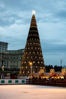 People at Bucharest Christmas Market in downtown Bucharest, Romania, 2022