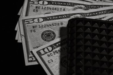 Siyah bir cüzdanda para banknotları..