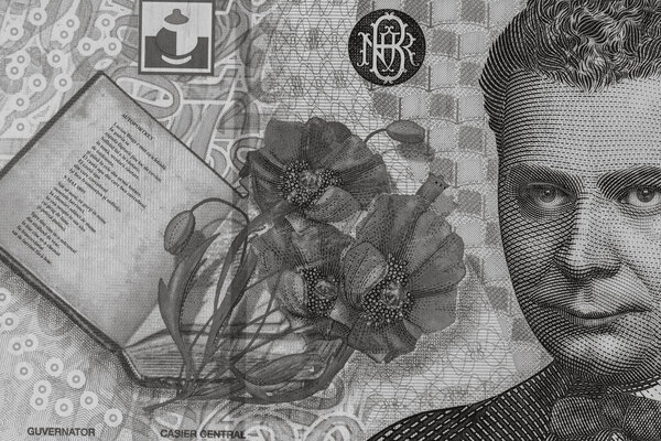 Выборочный акцент на деталях леев банкнот. Закрыть макро детали румынских леев банкноты, 200 лей изолированы. Концепция мировых денег, инфляция и экономика