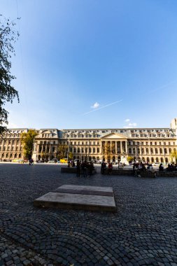 Bucharest University from the University square in Bucharest, Romania, 2023