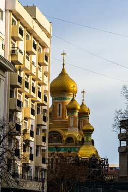 Historic building architecture in Bucharest, Romania, 2022
