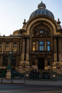Famous CEC Palace, The Palace of the Savings Bank in the historical center of Bucharest on Victory street, Romania, 2022