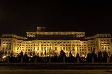 Gece vakti Parlamento Sarayı, Bükreş, Romanya