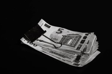 EURO 'nun parasını kapat. Avro banknotları izole.