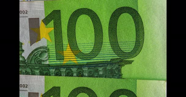 Concept Monétaire Mondial Macro Détaillé Sur Billet 100 Euros Macro — Video