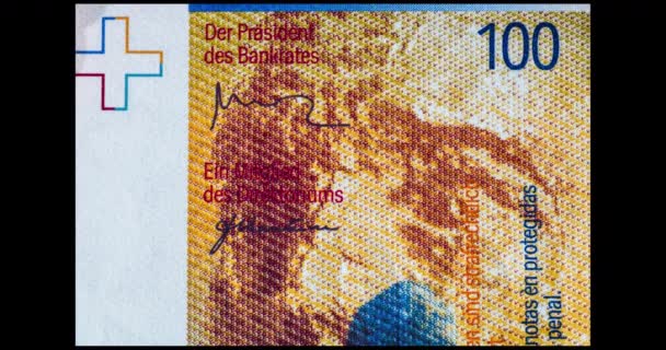 Detalle Macro Billetes Chf Foto Detallada Del Franco Suizo Concepto — Vídeos de Stock
