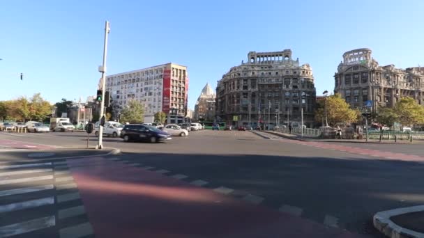 Biltrafik Vid Rusningstid Bilföroreningar Trafikstockningar Bukarest Rumänien 2022 — Stockvideo