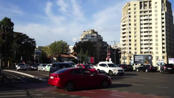 Tráfego Automóveis Hora Ponta Poluição Carro Engarrafamento Timis Roménia — Vídeo de Stock