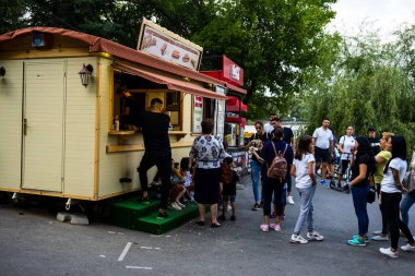 Beautiful city park and people having fun in Bucharest, Romania, 2023