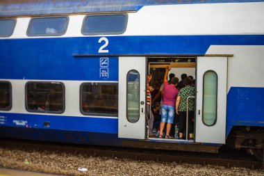People at Bucharest North Railway Station (Gara de Nord) in Bucharest, Romania, 2023