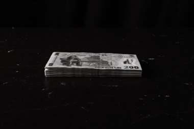 Bir yığın LEI Romanya parası. RON Leu Para Avrupa Para Birimi