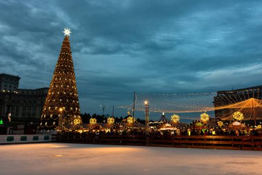 People at Bucharest Christmas Market in downtown Bucharest, Romania, 2022