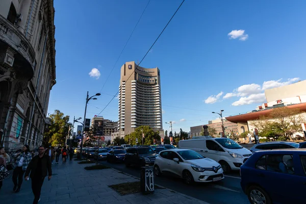 Автомобільний Рух Годину Пік Забруднення Автомобіля Затори Дорогах Бухаресті Румунія — стокове фото