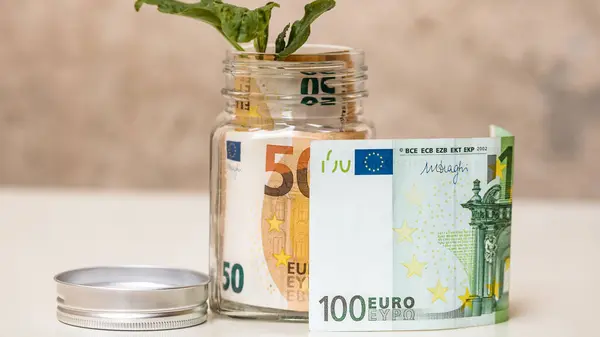 stock image EURO currency. Europe inflation, EUR money. European Union curreny