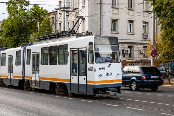 Tramwaj Korku Transport Publiczny Bukareszt Rumunia 2022 — Zdjęcie stockowe
