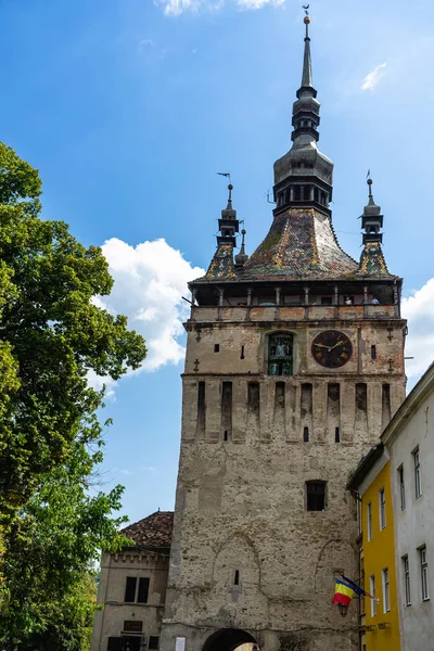 stock image Medieval fortified citadel of Sighisoara city and the famous Clock Tower