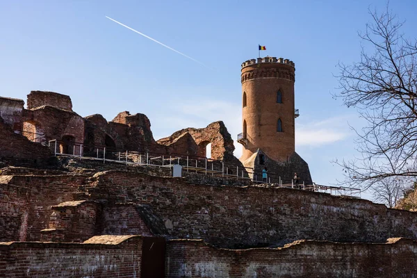 stock image The Chindia Tower or Turnul Chindiei is a tower in the Targoviste Royal Court or Curtea Domneasca monuments ensemble in downtown Targoviste, Romania