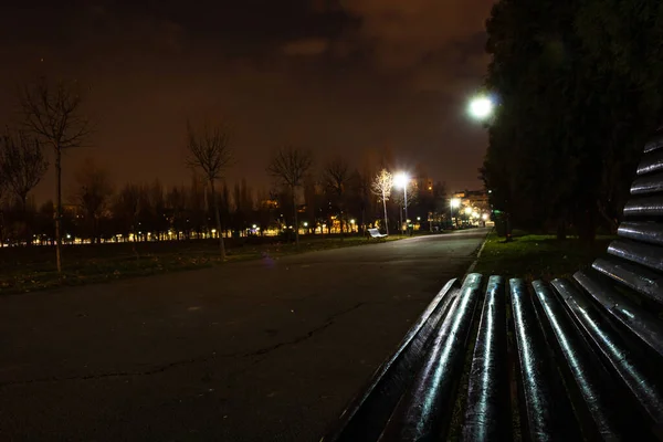 Empty Bench Night Park — Photo