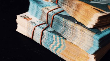 Romanya LEI Para Birimi Banknotu. RON Para Avrupa Para Birimi
