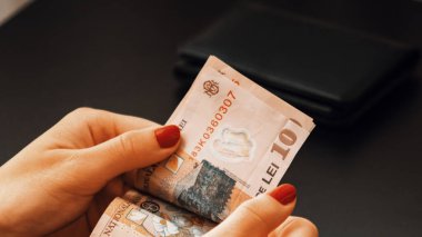 Romanya LEI Para Birimi Banknotu. RON Para Avrupa Para Birimi
