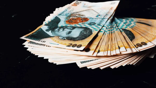 Billete Divisa Lei Rumano Ron Money Moneda Europea —  Fotos de Stock