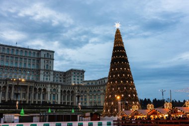 People at Bucharest Christmas Market in downtown Bucharest, Romania, 2022