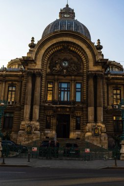 Famous CEC Palace, The Palace of the Savings Bank in the historical center of Bucharest on Victory street, Romania, 2022