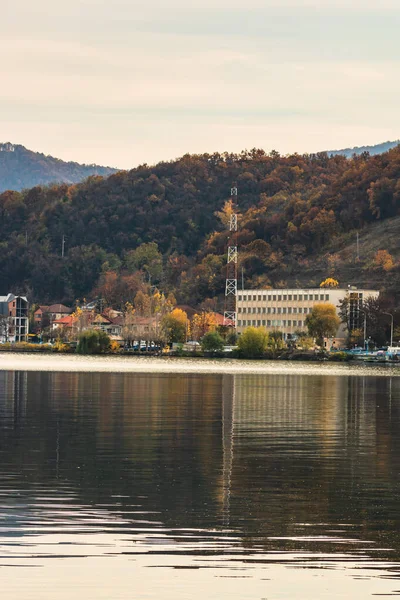 stock image View of Danube river and Orsova city, waterfront view. Orsova, Romania, 2020