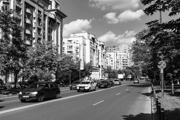 Biltrafik Föroreningar Trafikstockning Stad Centrum Bukarest Rumänien 2023 — Stockfoto
