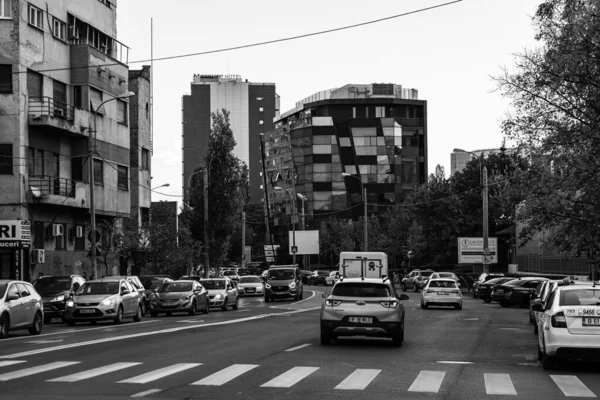 Car Traffic Pollution Traffic Jam City Downtown Bucharest Romania 2023 — Foto Stock