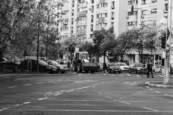 Автомобильное Движение Загрязнение Пробка Центре Города Бухарест Румыния 2023 Год — стоковое фото