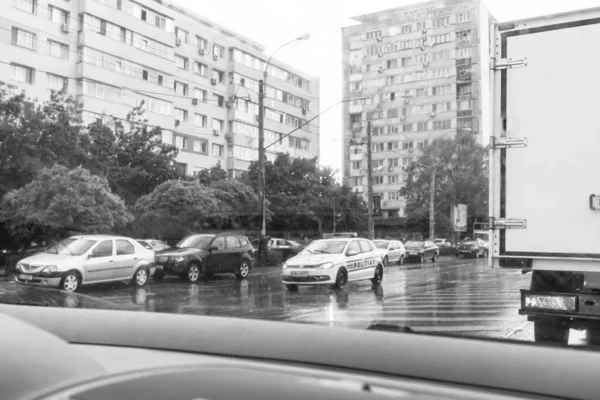 Car Traffic Pollution Traffic Jam City Downtown Bucharest Romania 2023 — Photo