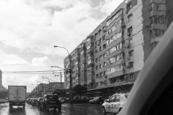 Car Traffic Pollution Traffic Jam City Downtown Bucharest Romania 2023 — 스톡 사진
