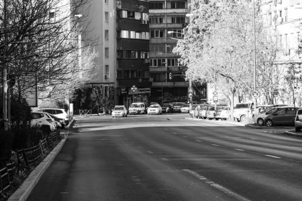 Car Traffic Pollution Traffic Jam City Downtown Bucharest Romania 2023 —  Fotos de Stock
