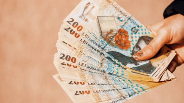 Romanya LEI Para Birimi Banknotu. RON Para Avrupa Para Birimi