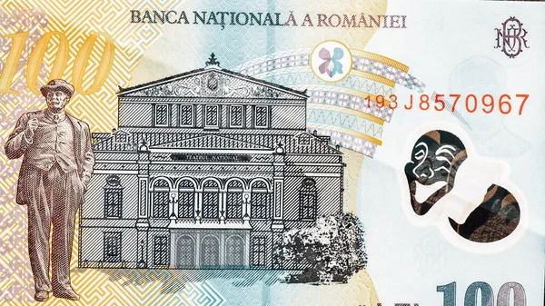 Notas Banco Moeda Romena Lei Dinheiro Ron Moeda Europeia — Fotografia de Stock