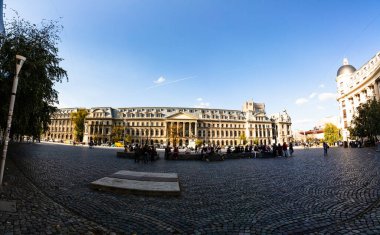 Bucharest University from the University square in Bucharest, Romania, 2023