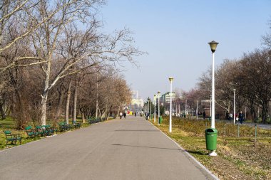 Beautiful city park and people having fun in Bucharest, Romania, 2023