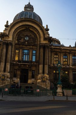 Famous CEC Palace, The Palace of the Savings Bank in the historical center of Bucharest on Victory street, Romania, 2022