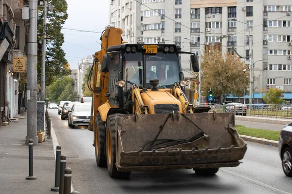 Construction Workers Construction Site Heavy Duty Bulldozer Bucharest Romania 2023 — Stok fotoğraf