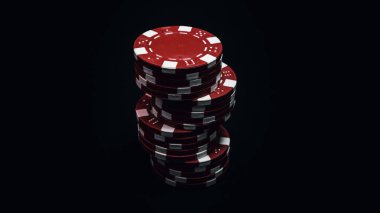 Yüksek bahisli kumarhane oyunları için bir yığın poker fişi.