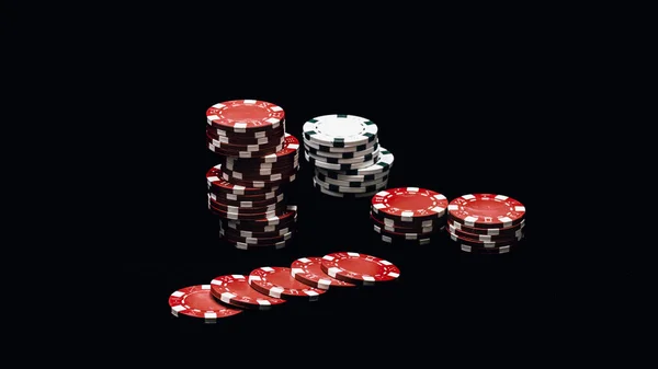 高赌注赌场游戏的扑克筹码堆积如山 — 图库照片