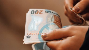 Romanya LEI Para Birimi Banknotu. RON Para Avrupa Para Birimi