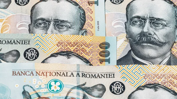 Bancnota Valutară Românească Lei Ron Bani Monedă Europeană — Fotografie, imagine de stoc
